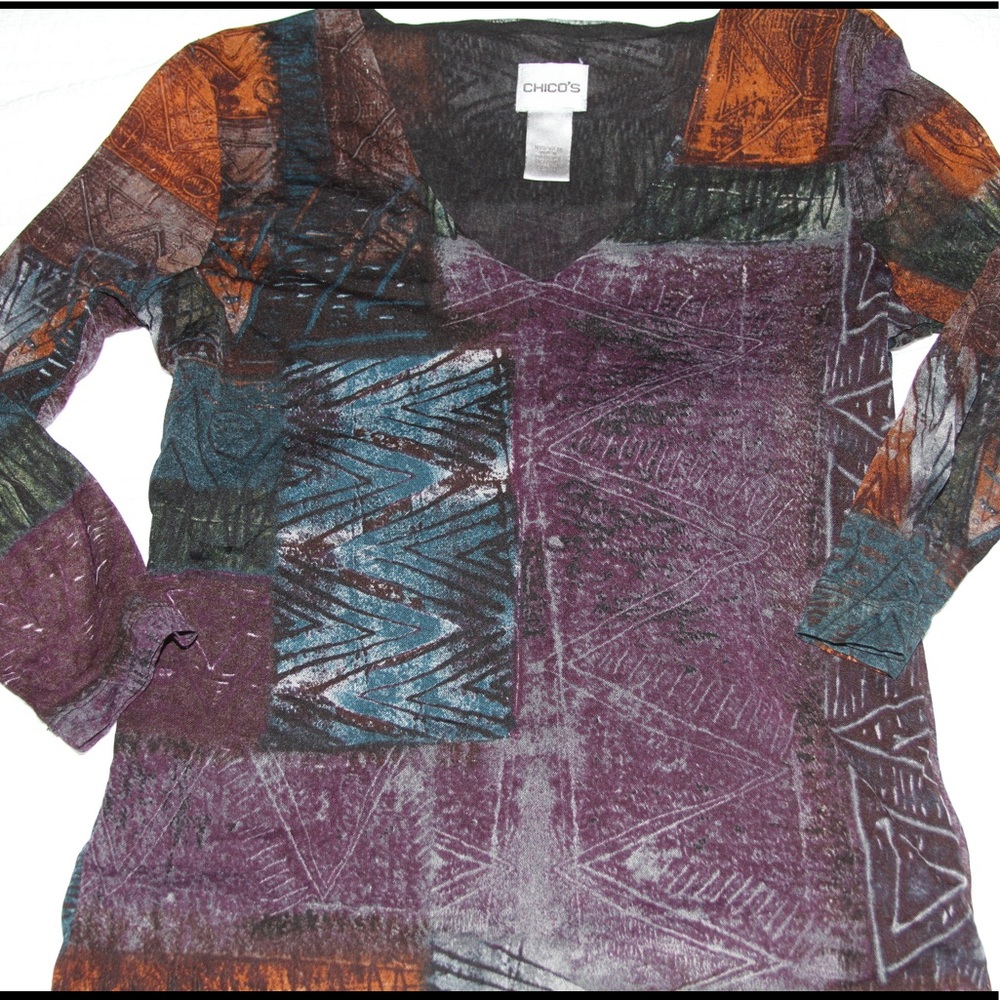 INC LONG SLEEVE TOP WITH SEE THROUGH SLEEVES